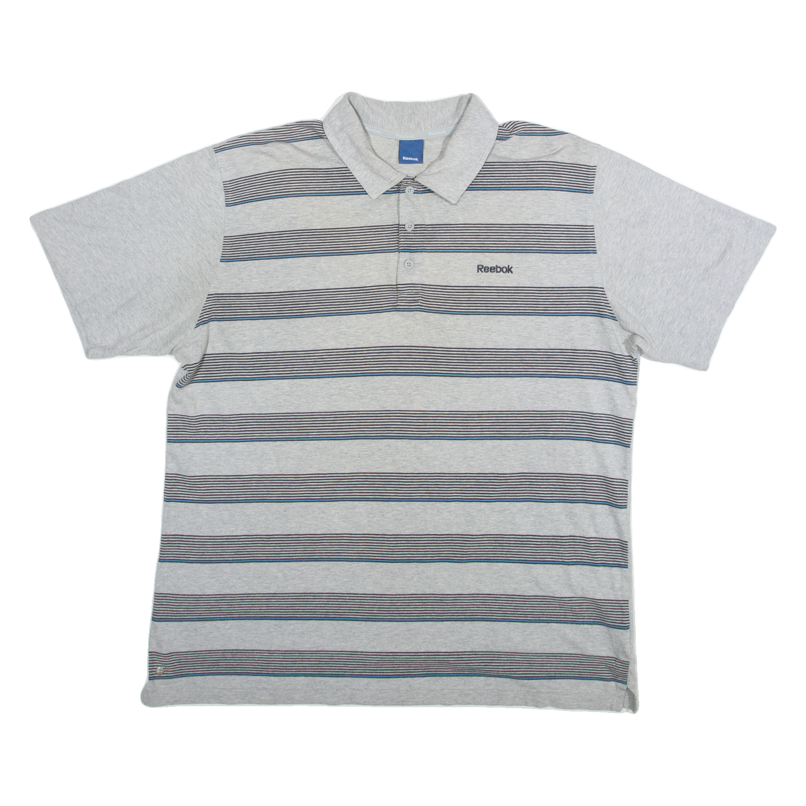 REEBOK Mens Polo Shirt Grey Striped XL Refurbished - N/A refurbished available on Cerqular