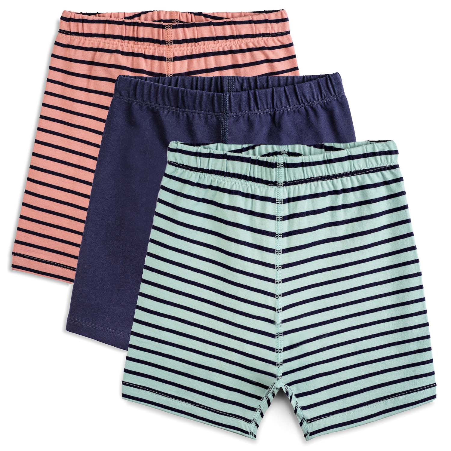 Kids Biker Shorts - Organic Cotton, 3 Pack | Color: Navy Stripe Combo | Size: X-Large (12) Refurbished - N/A (Note: There is no well-known brand named "M refurbished available on Cerqular