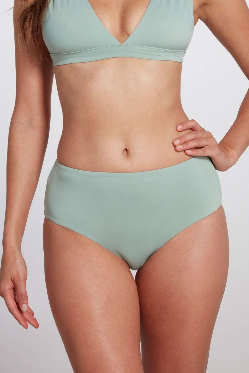 Serena Hipster Bikini Bottom in Sage Green | Size: Large Refurbished - Sauipe Swim refurbished available on Cerqular