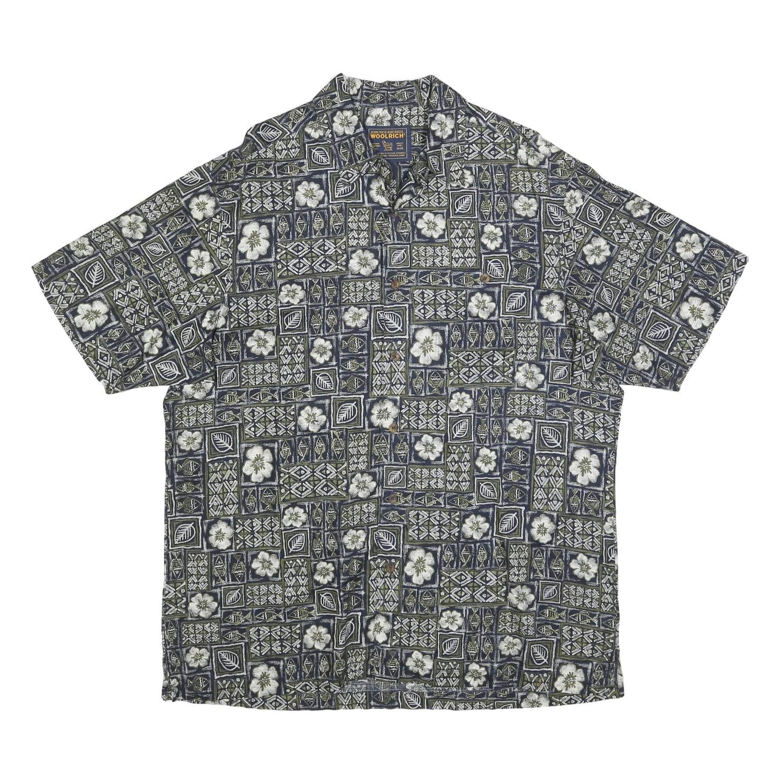 WOOLRICH Mens Blue Cotton Blend Pattern Shirt L Button Collar Casual Summer Refurbished - N/A refurbished available on Cerqular