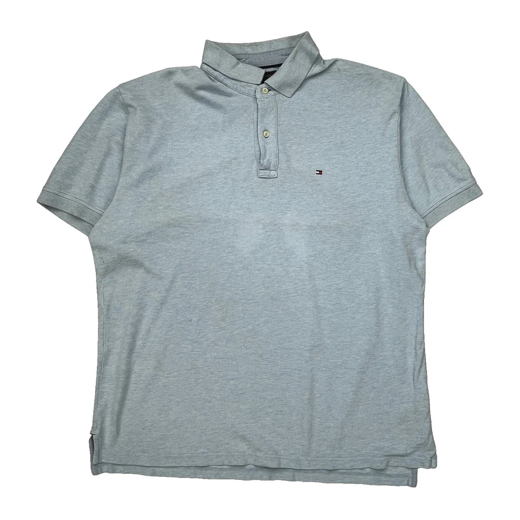 Tommy Hilfiger Polo Shirt - XL Blue Cotton Refurbished - Thrifted (note: this is a term often used to describe second- refurbished available on Cerqular
