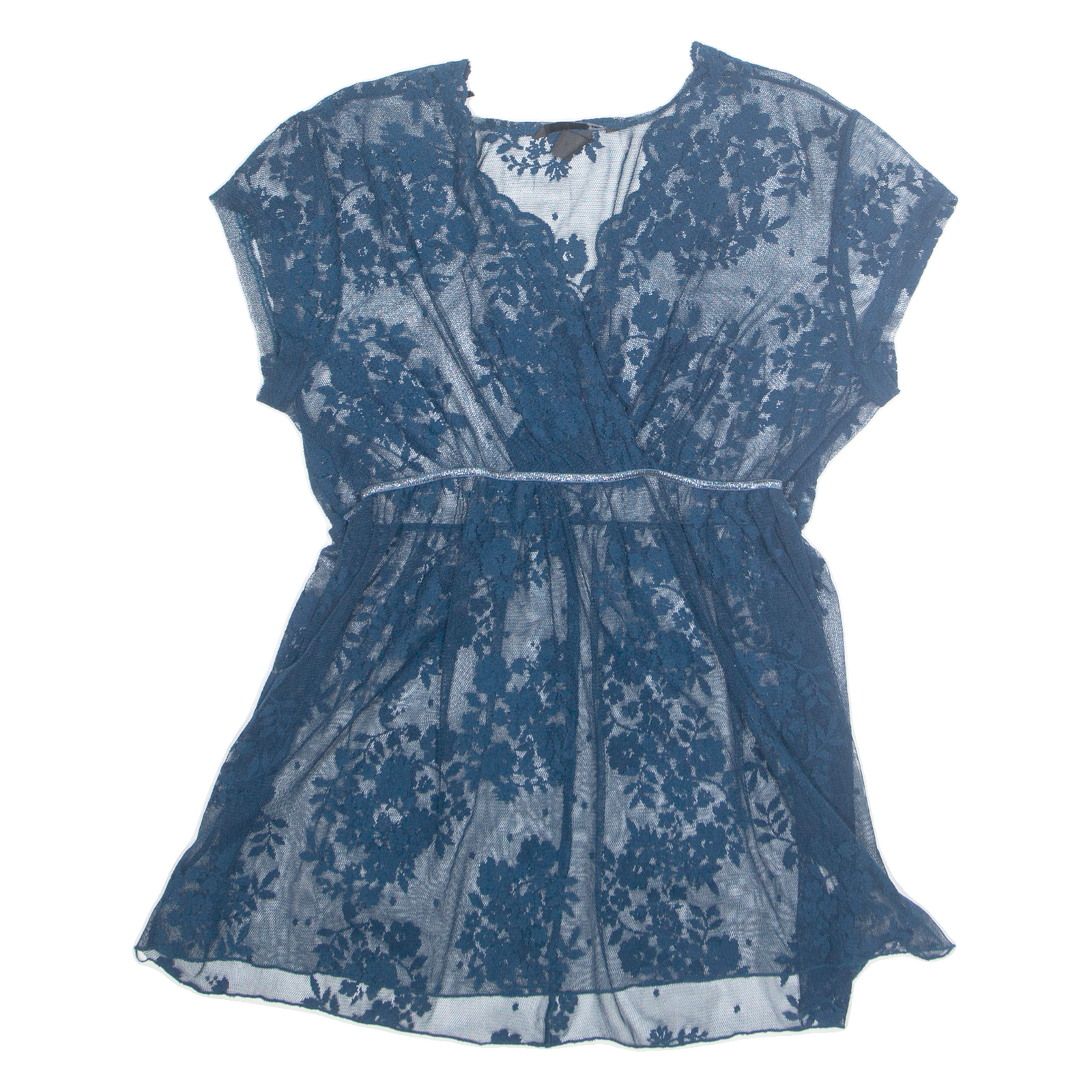 H&M Sheer Womens Printed Top Blue Floral L Refurbished - N/A refurbished available on Cerqular