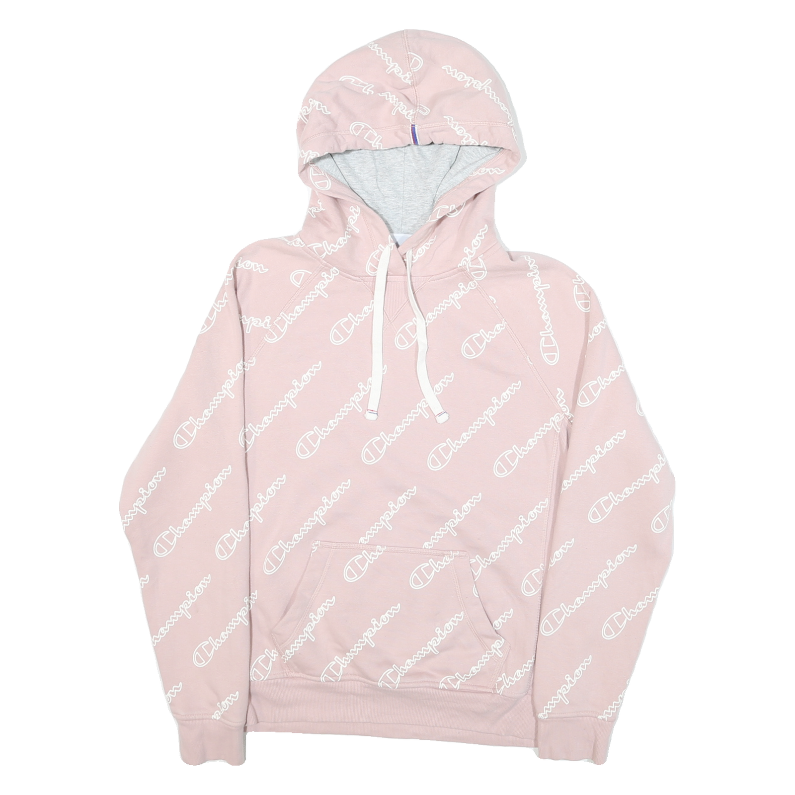 CHAMPION Mens Pink Hoodie M Cotton Blend Pullover With Graphic Logo Print Refurbished - N/A refurbished available on Cerqular