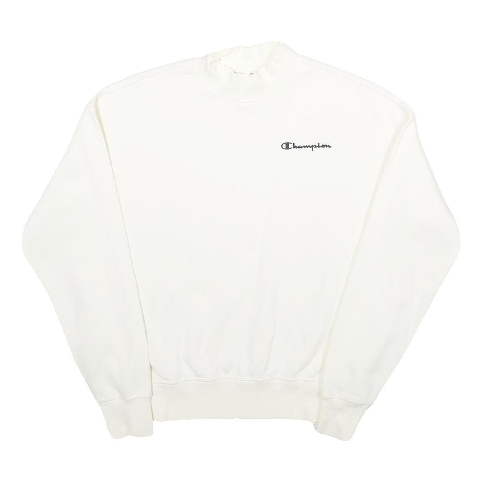 CHAMPION Womens White Cotton Blend Crew Neck Sweatshirt XS Classic Logo Pullover Refurbished - N/A refurbished available on Cerqular