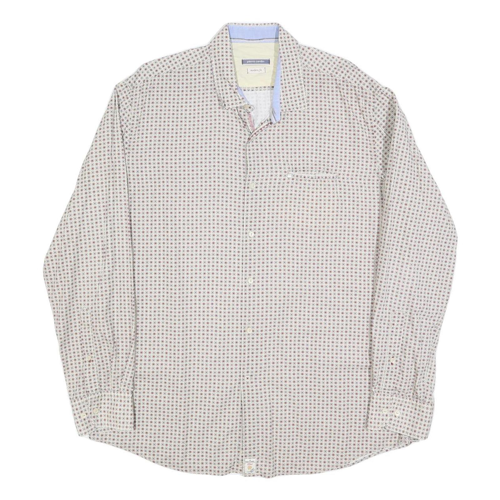 PIERRE BALMAIN Mens White Printed Cotton Blend Shirt XL Stylish Modern Fit Refurbished - N/A refurbished available on Cerqular