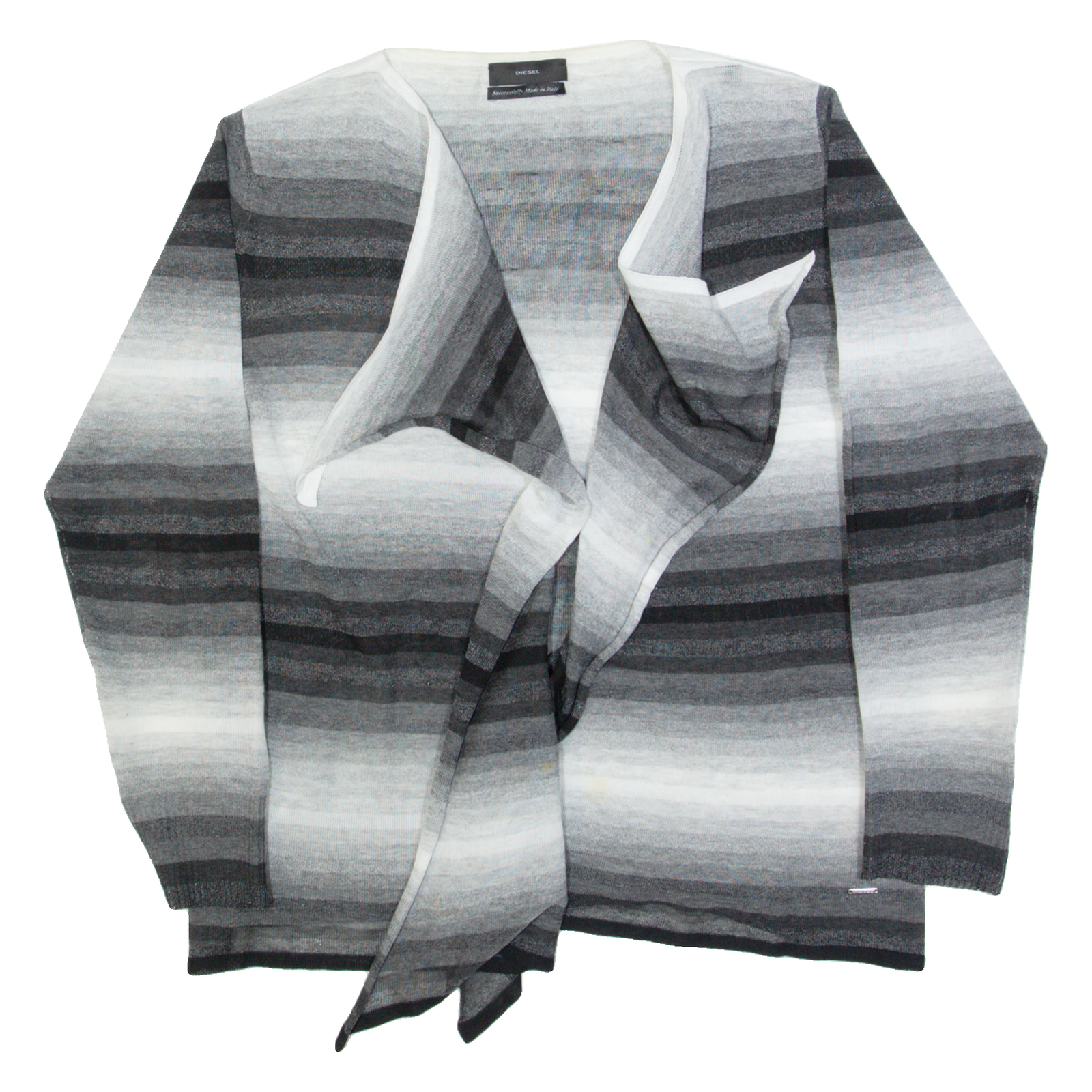 DIESEL Womens Kimono Blouse Grey Long Sleeve Striped L Refurbished - N/A refurbished available on Cerqular