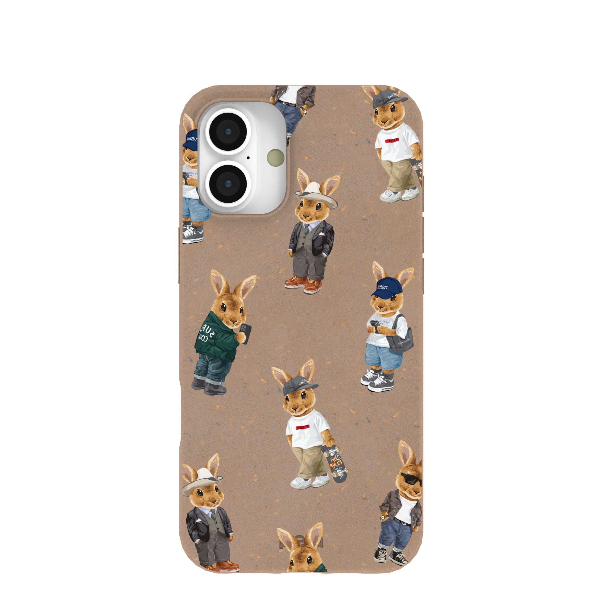 Chocolate Brown Rabbit Friends iPhone 16 Plus Case Refurbished - Pela Case refurbished available on Cerqular