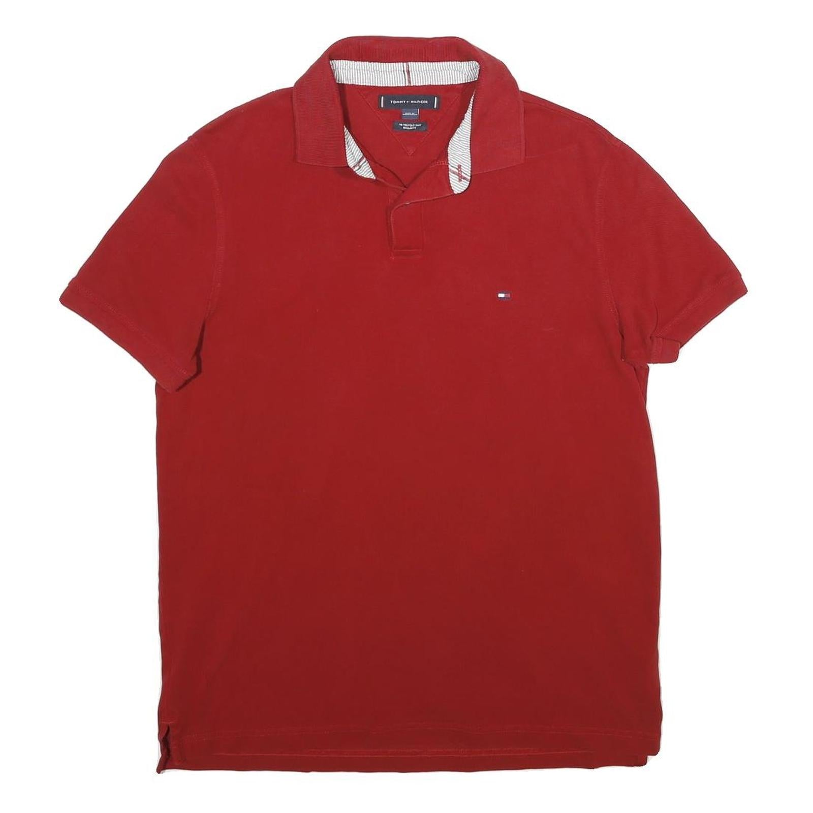 TOMMY HILFIGER Mens Red Short Sleeve Plain M Cotton Polo Shirt Classic Fit Refurbished - N/A refurbished available on Cerqular