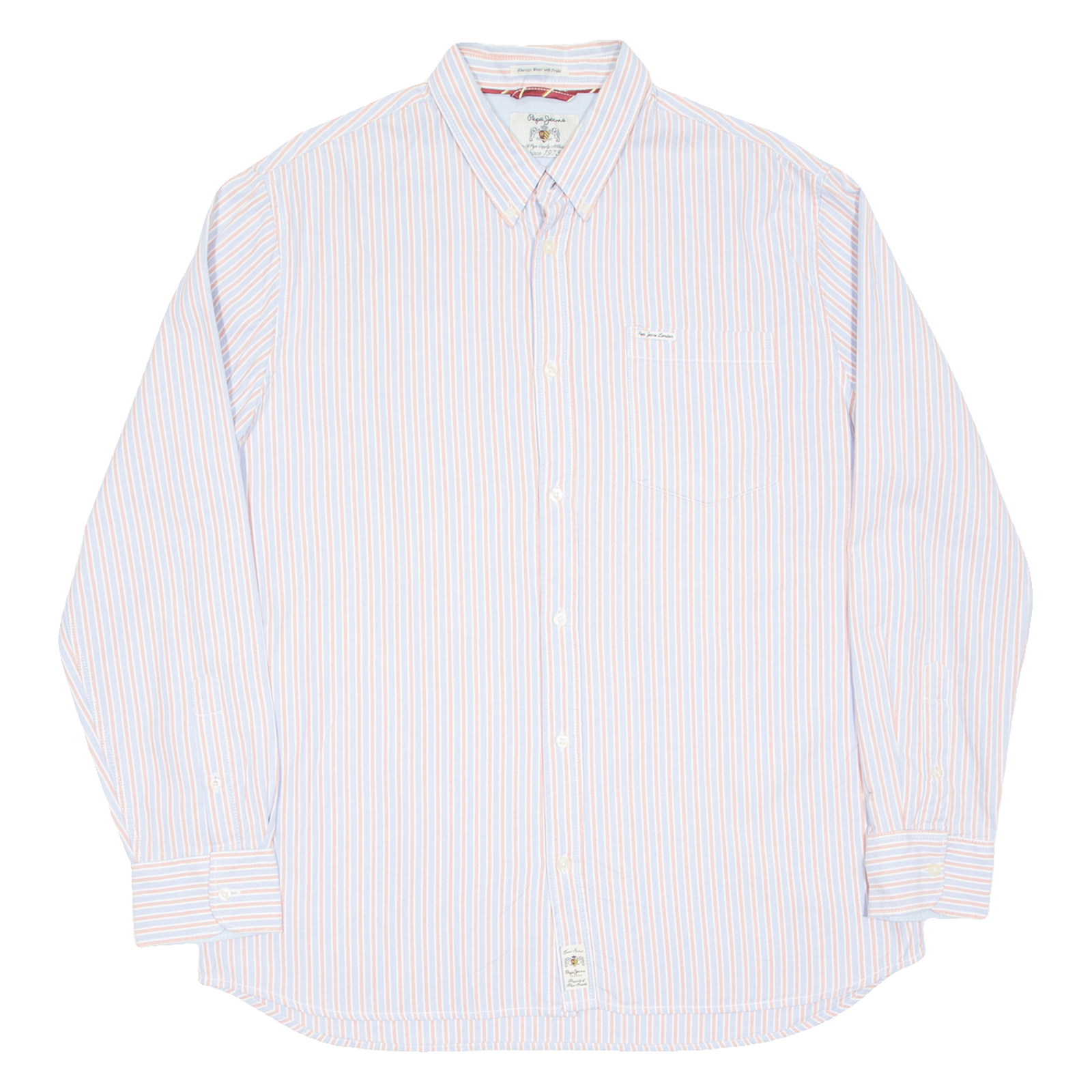 PEPE JEANS Mens Shirt Purple Striped Long Sleeve 2XL Refurbished - N/A refurbished available on Cerqular