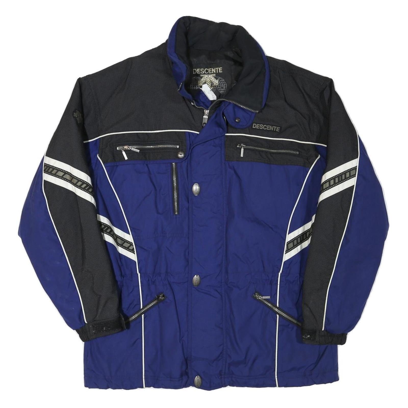 DESCENTE Womens Blue & Black Track Jacket XL Polyester Blend Zip Winter Refurbished - N/A refurbished available on Cerqular