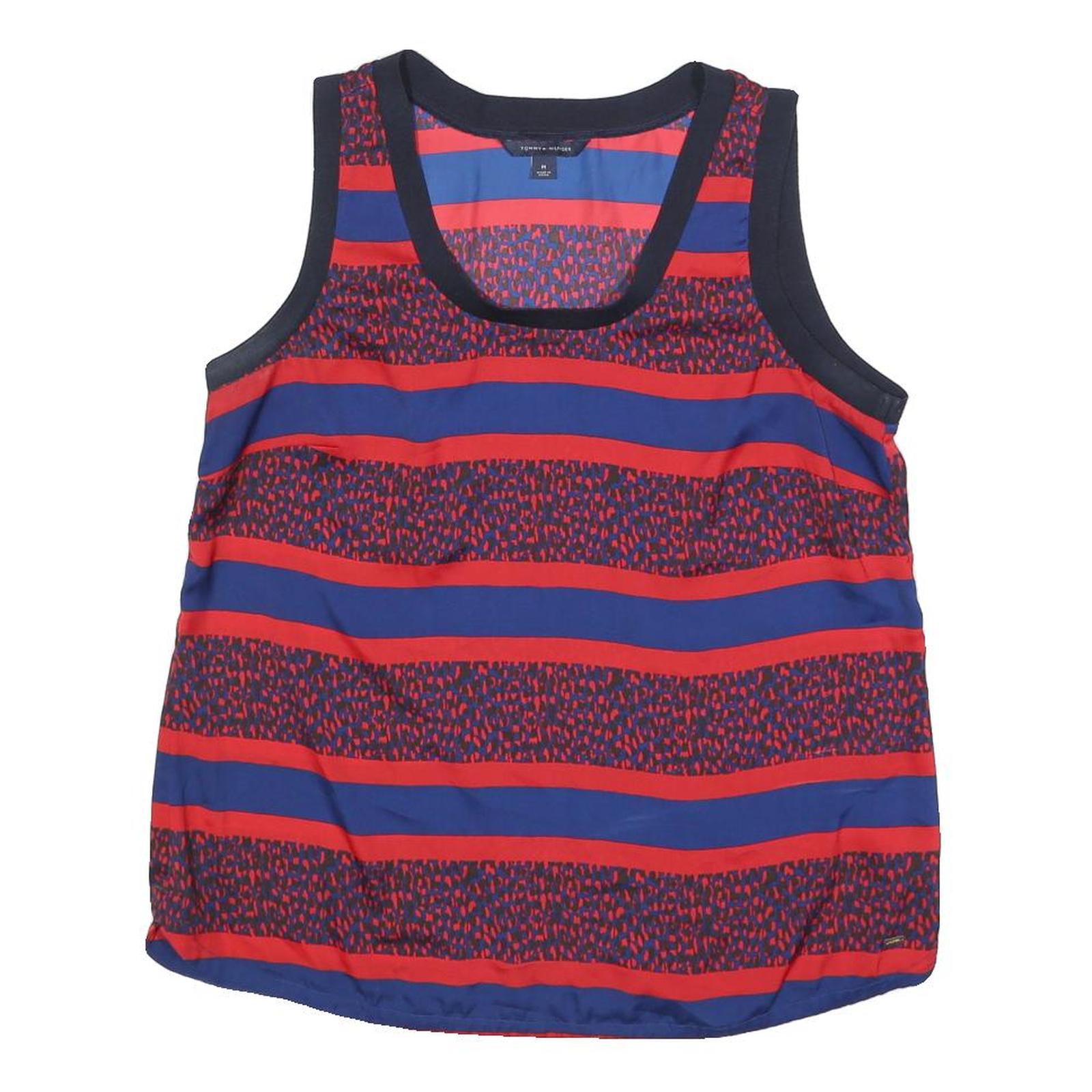 TOMMY HILFIGER Womens Blue & Red Printed Sleeveless Round Neck Top M Casual Refurbished - N/A refurbished available on Cerqular