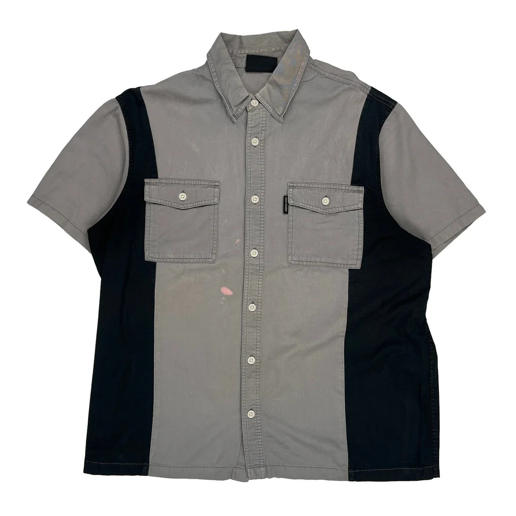Motorcycle Harley Davidson Spellout Short Sleeve Shirt - Large Black Cotton Refurbished - Thrifted (note: this is a term often used to describe second- refurbished available on Cerqular