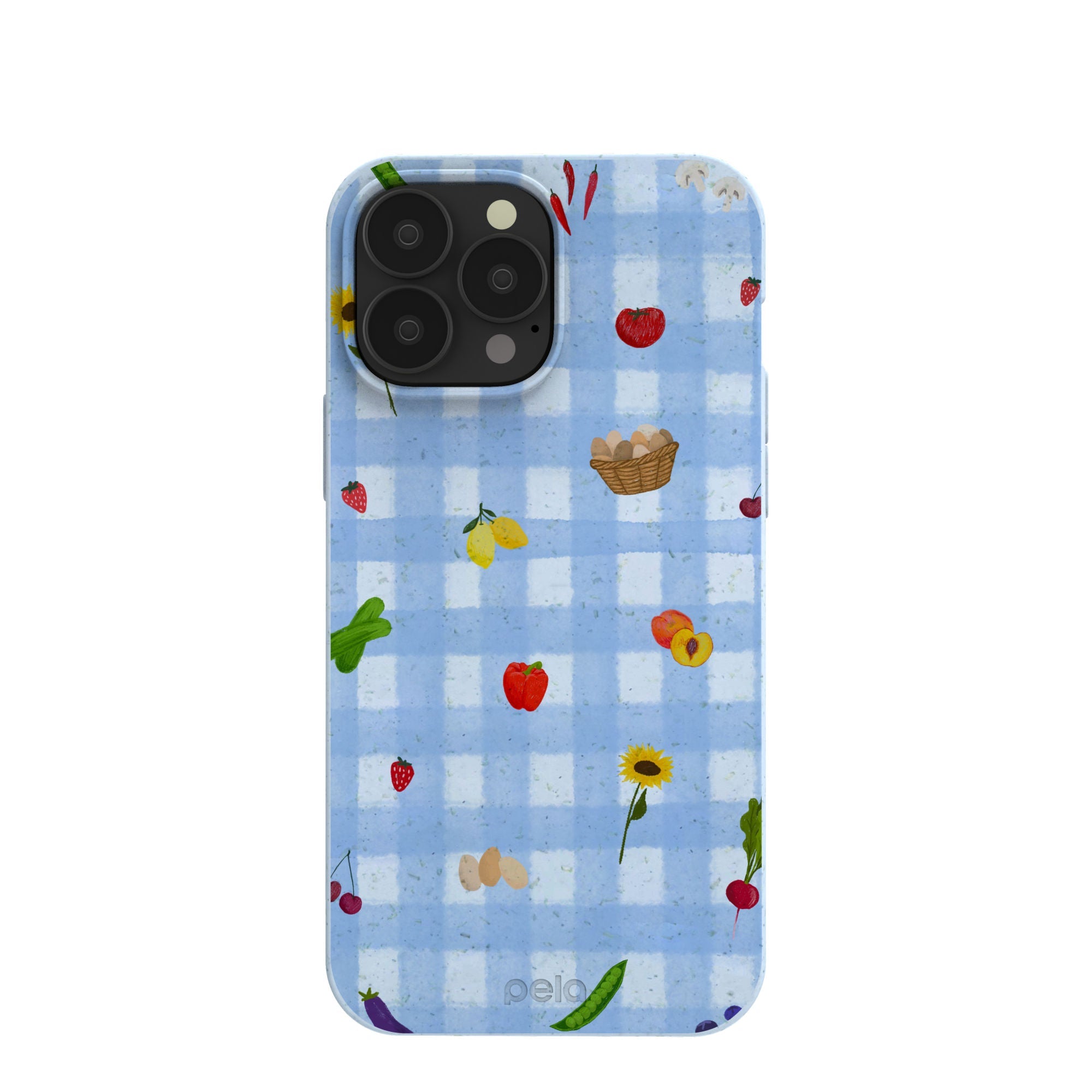 Powder Blue Gingham Farmhouse iPhone 13 Pro Max Case Refurbished - Pela Case refurbished available on Cerqular