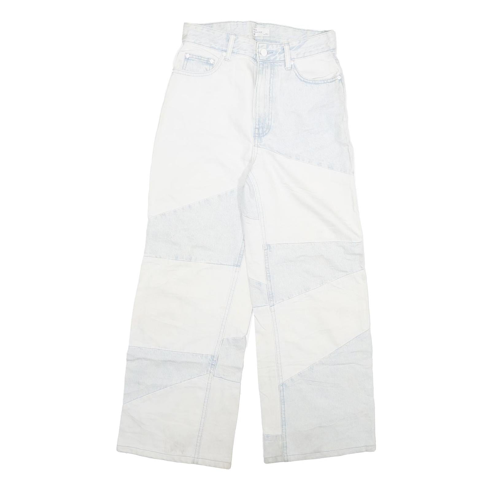 BERSHKA Womens Relaxed Jeans Blue & White Denim Patchwork W28 L28 Zip Closure Refurbished - N/A refurbished available on Cerqular