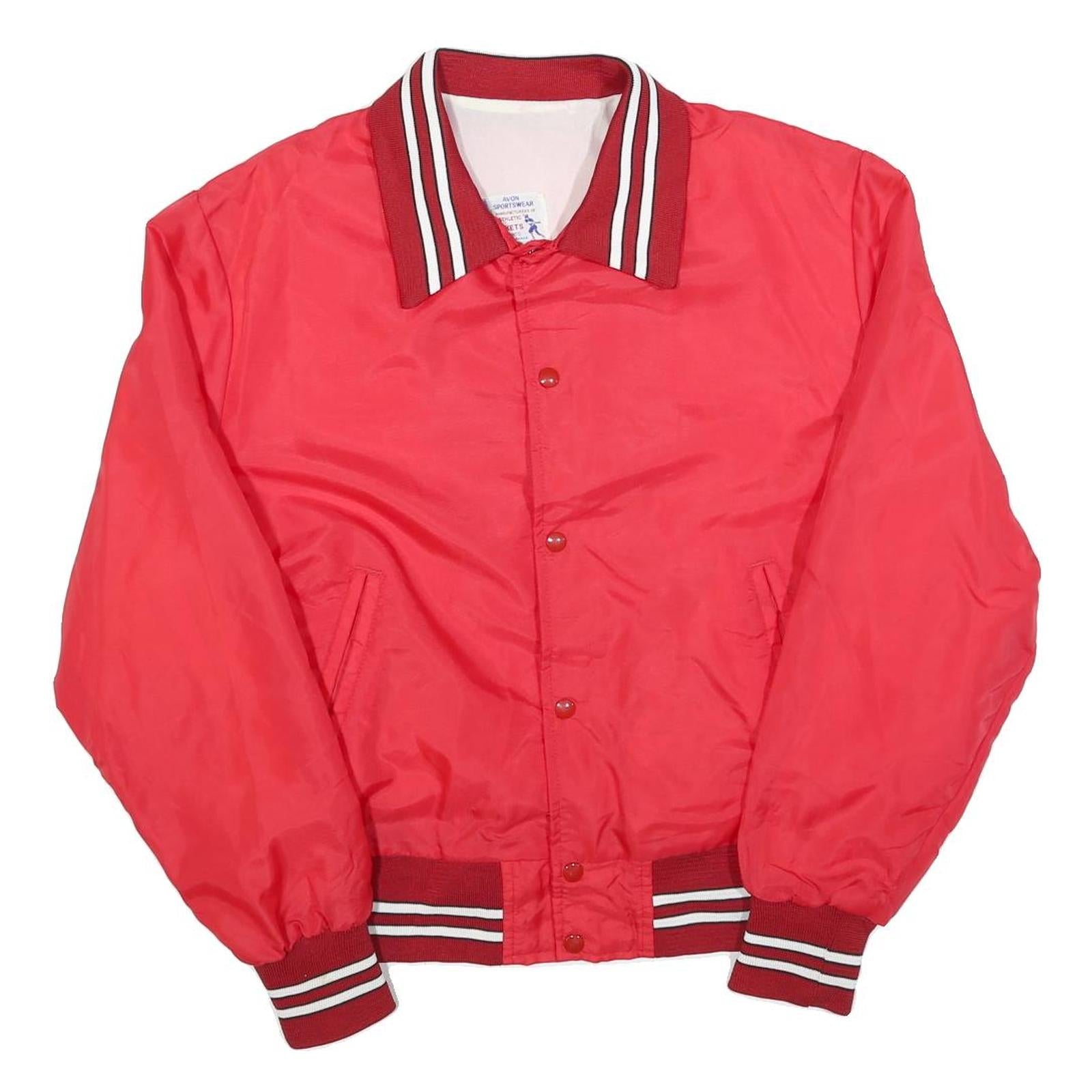 AVON SPORTSWEAR Mens Red Button Jacket L Polyester Plain Lightweight Refurbished - N/A refurbished available on Cerqular