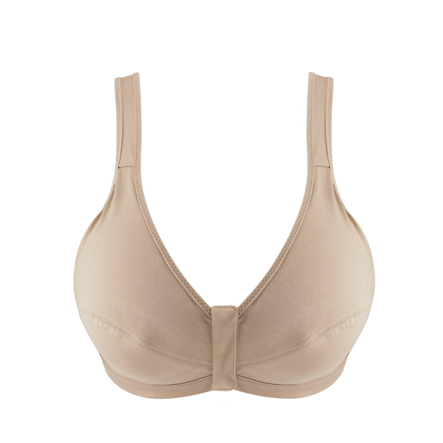 Shell - Full Cup Front Closure Silk & Organic Cotton Wireless Bra | Size: 40F | Color: Shell Refurbished - Julie May Lingerie refurbished available on Cerqular