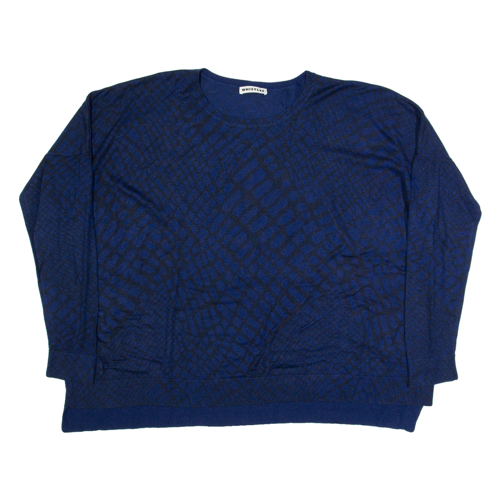 WHISTLES Oversized Womens Patterned Jumper Blue Tight Knit UK 6 Refurbished - N/A refurbished available on Cerqular