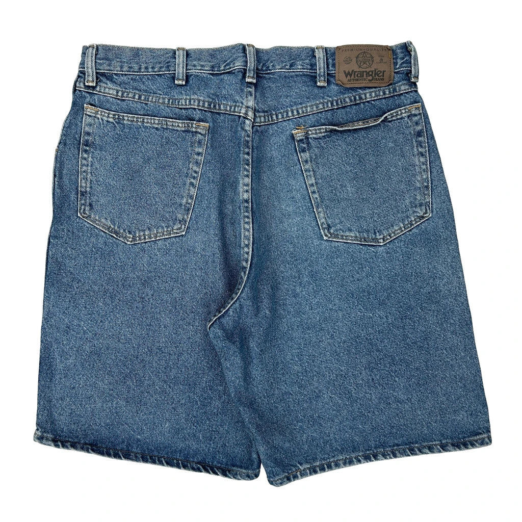 Wrangler Denim Shorts - 34W 9L Blue Cotton Refurbished - Thrifted (note: this is a term often used to describe second- refurbished available on Cerqular