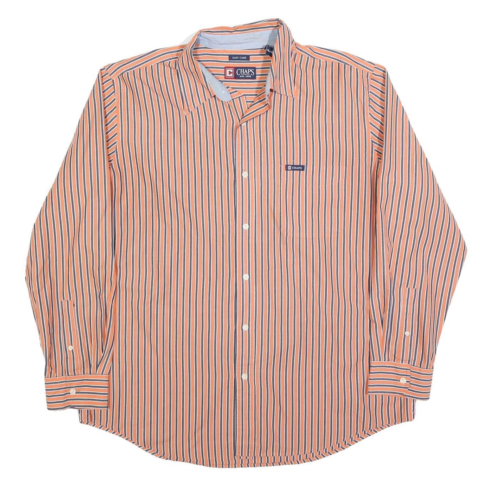 CHAPS Mens Orange & Blue Stripe Cotton Blend Shirt XL Long Sleeve Button Refurbished - N/A refurbished available on Cerqular