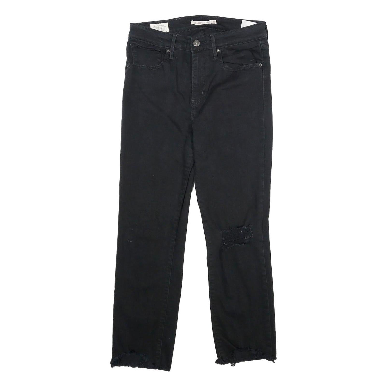 LEVI'S 724 High Rise Straight Womens Black Regular Denim Rinse W28 L26 Refurbished - N/A refurbished available on Cerqular