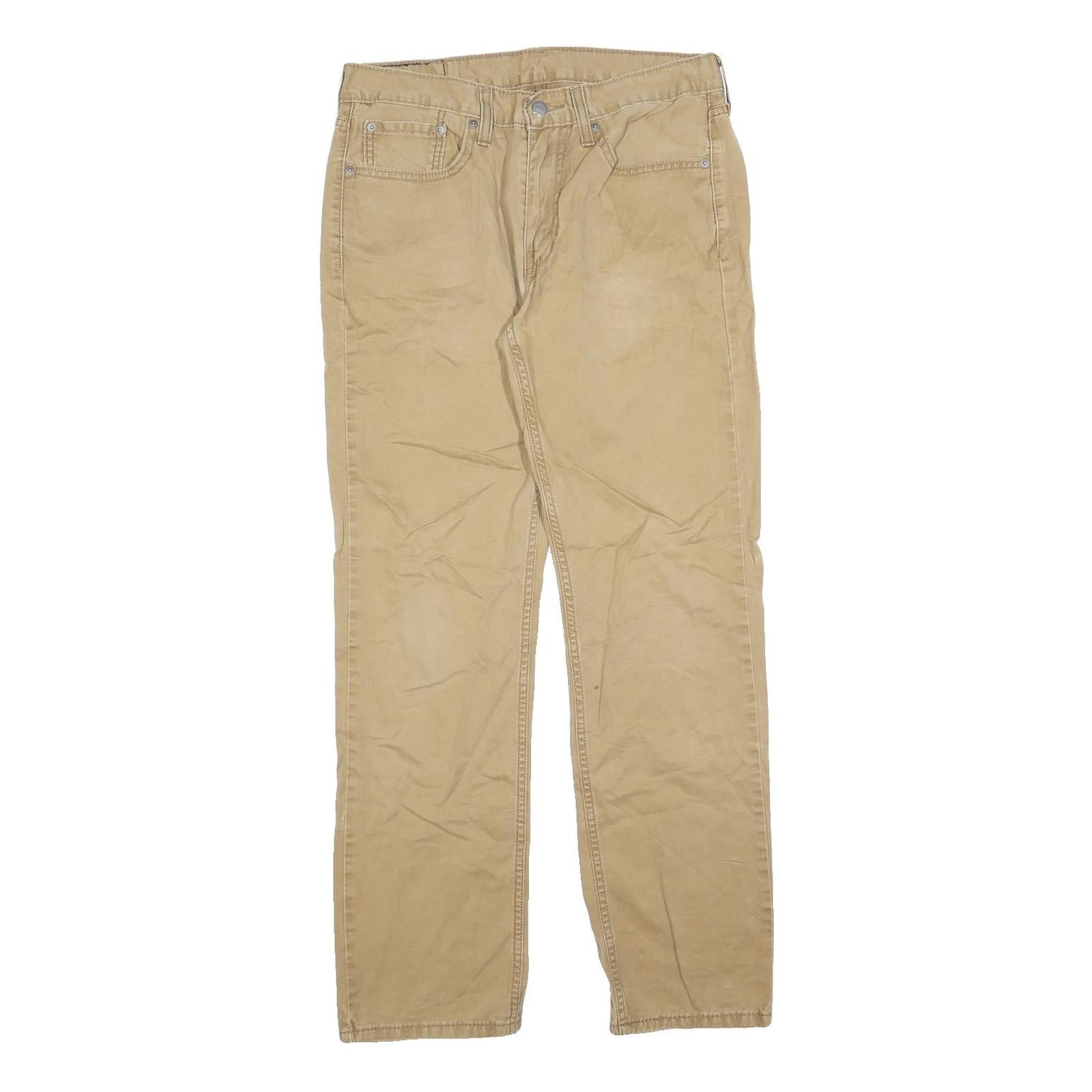 LEVI'S Mens Beige Cotton Blend Regular Straight Trousers W32 L32 Casual Zip Refurbished - N/A refurbished available on Cerqular
