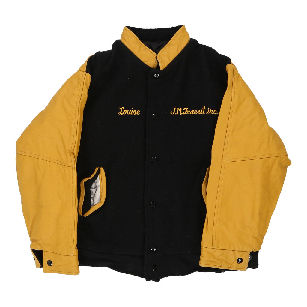Louise Unbranded Varsity Jacket - Small Black Wool Blend Refurbished - Thrifted (note: this is a term often used to describe second- refurbished available on Cerqular