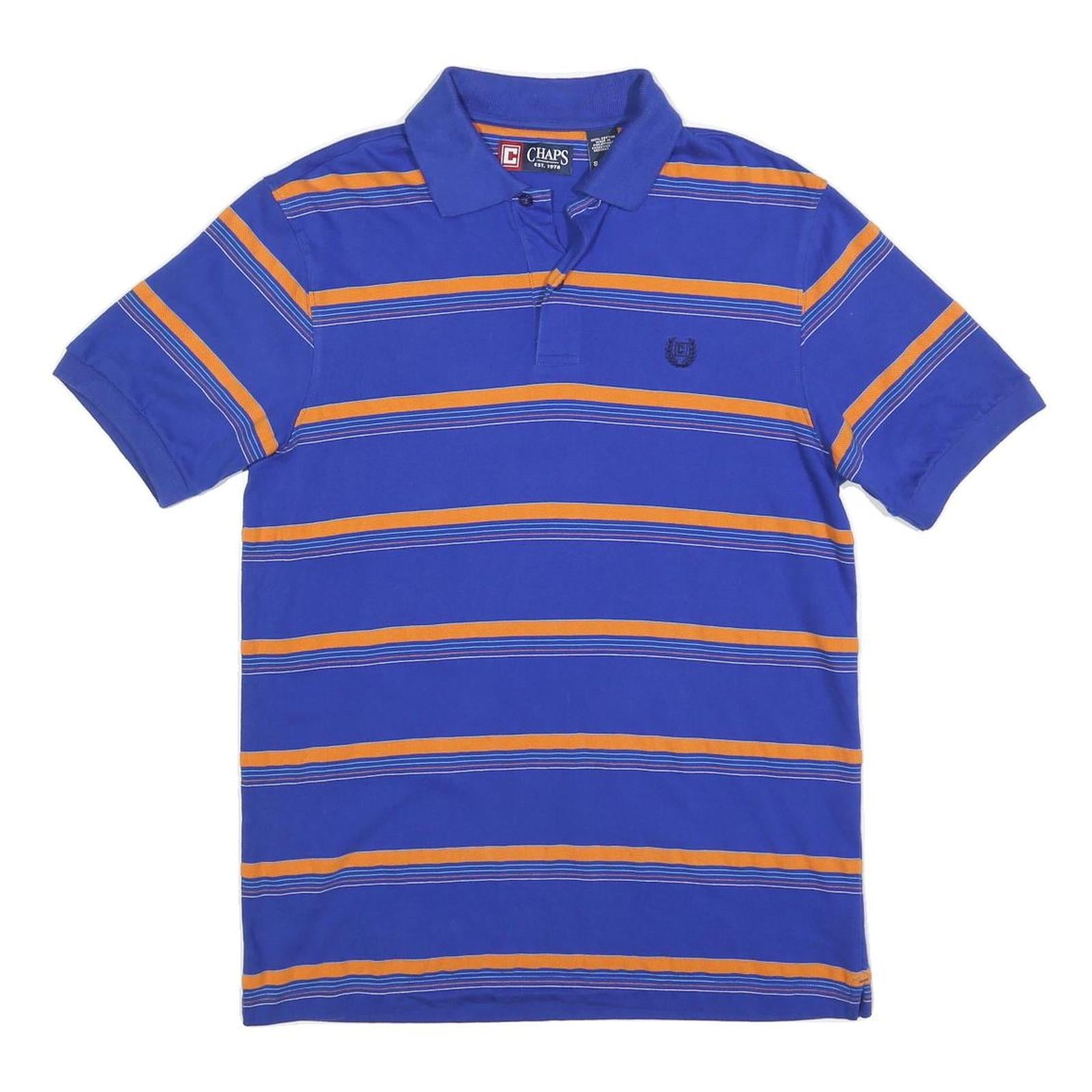 CHAPS Mens Blue & Orange Striped Short Sleeve Polo Shirt S Cotton Blend Casual Refurbished - N/A refurbished available on Cerqular