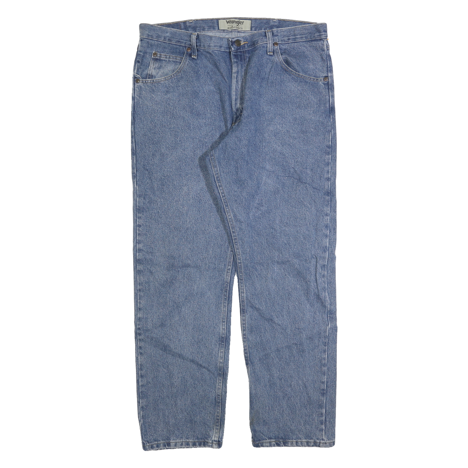 WRANGLER Mens Blue Regular Fit Straight Leg Denim Medium W37 L30 Cotton Zip Refurbished - N/A refurbished available on Cerqular