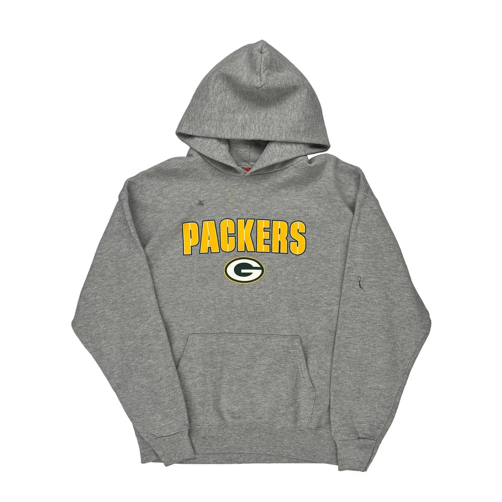 Green Bay Packers Nfl Hoodie - Large Grey Cotton Blend Refurbished - Thrifted (note: this is a term often used to describe second- refurbished available on Cerqular