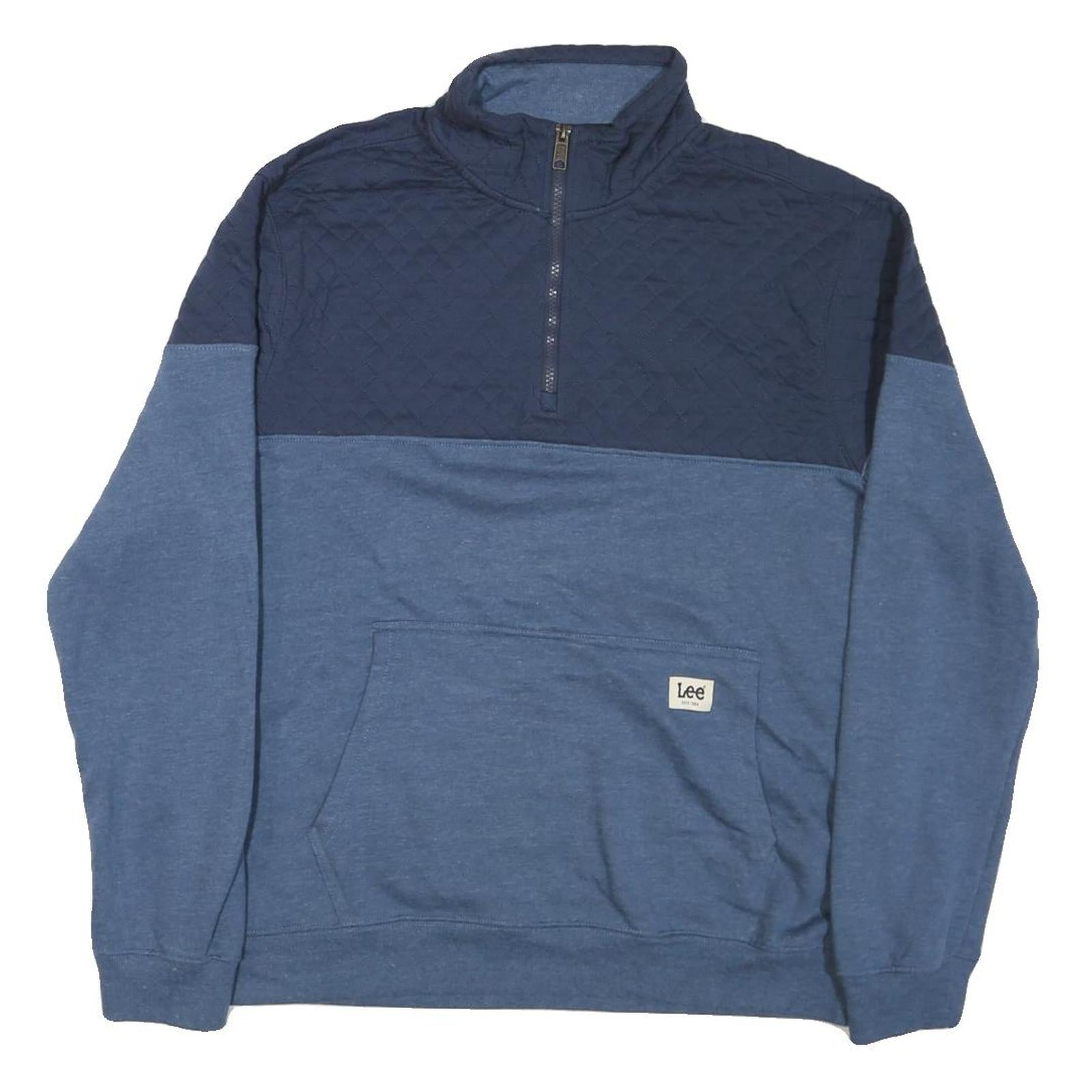 LEE Mens Blue & Navy Quarter Zip Sweatshirt L Cotton Blend Quilted Panel Refurbished - N/A refurbished available on Cerqular