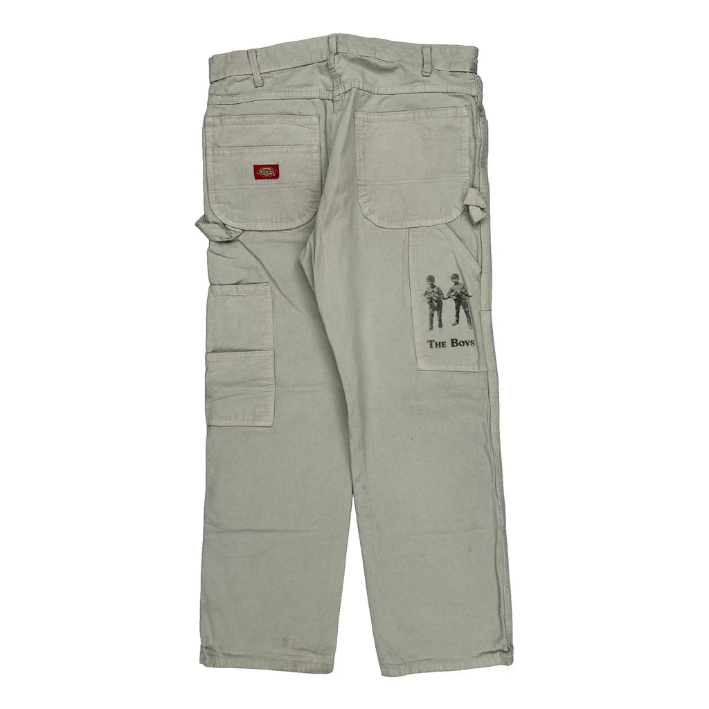 The Boys Dickies Graphic Carpenter Trousers - 32W 28L Beige Cotton Refurbished - Thrifted (note: this is a term often used to describe second- refurbished available on Cerqular