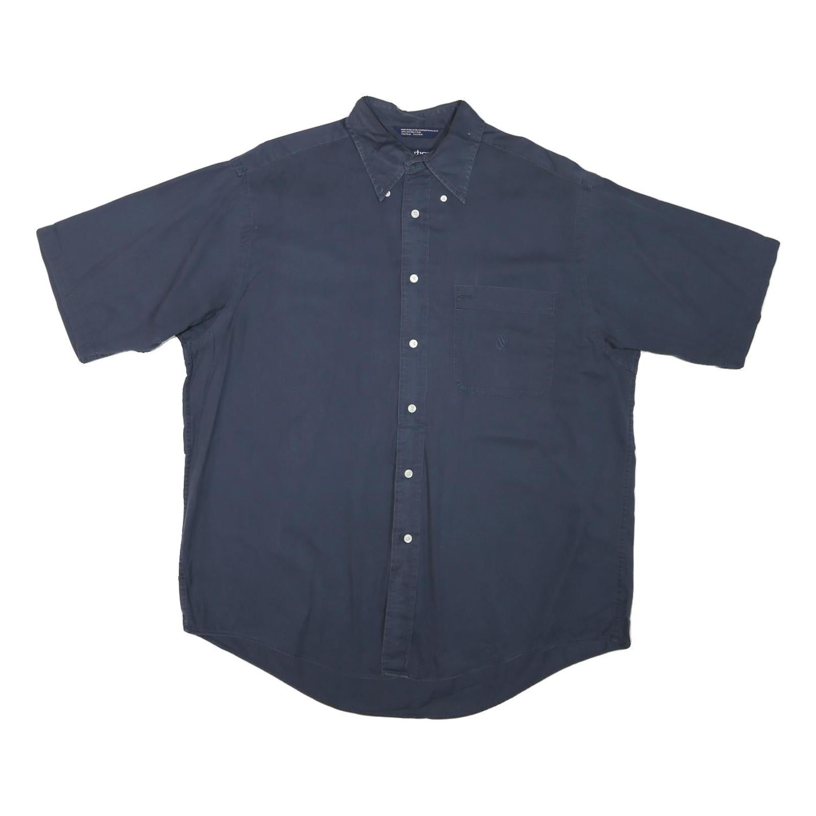 NAUTICA Mens Blue Cotton Blend Short Sleeve Shirt L Casual Button Down Refurbished - N/A refurbished available on Cerqular