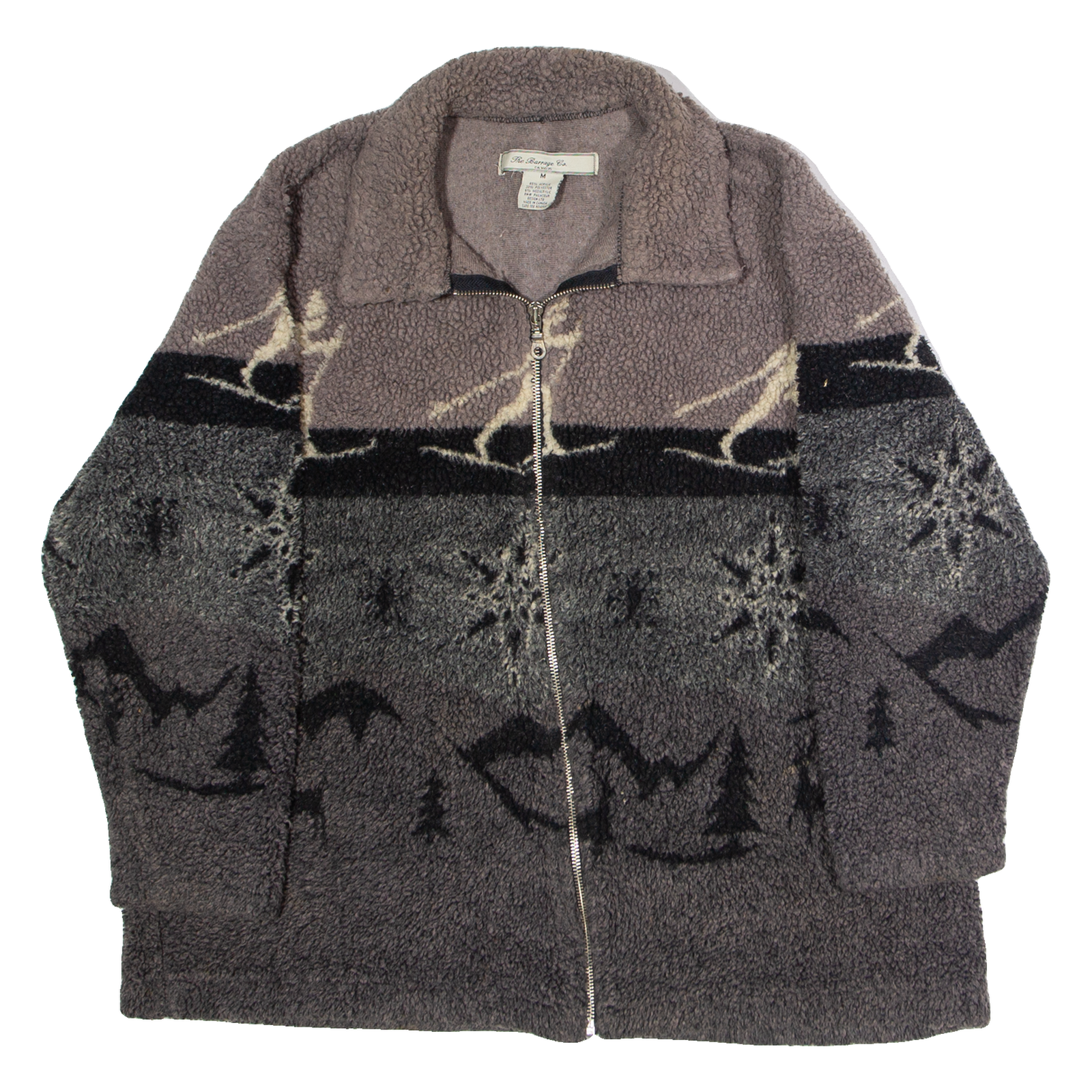 THE BARRAGE CO Winter Print Womens Fleece Jacket Grey Crazy Pattern M Refurbished - N/A refurbished available on Cerqular