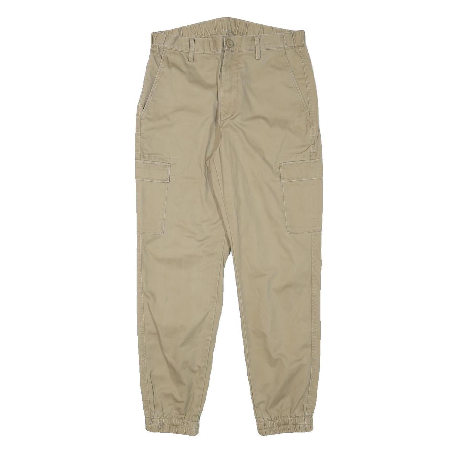 Mens Relaxed Fit Beige Cotton Blend Cargo Trousers W27 L26 Zip Pocket Detail Refurbished - N/A refurbished available on Cerqular