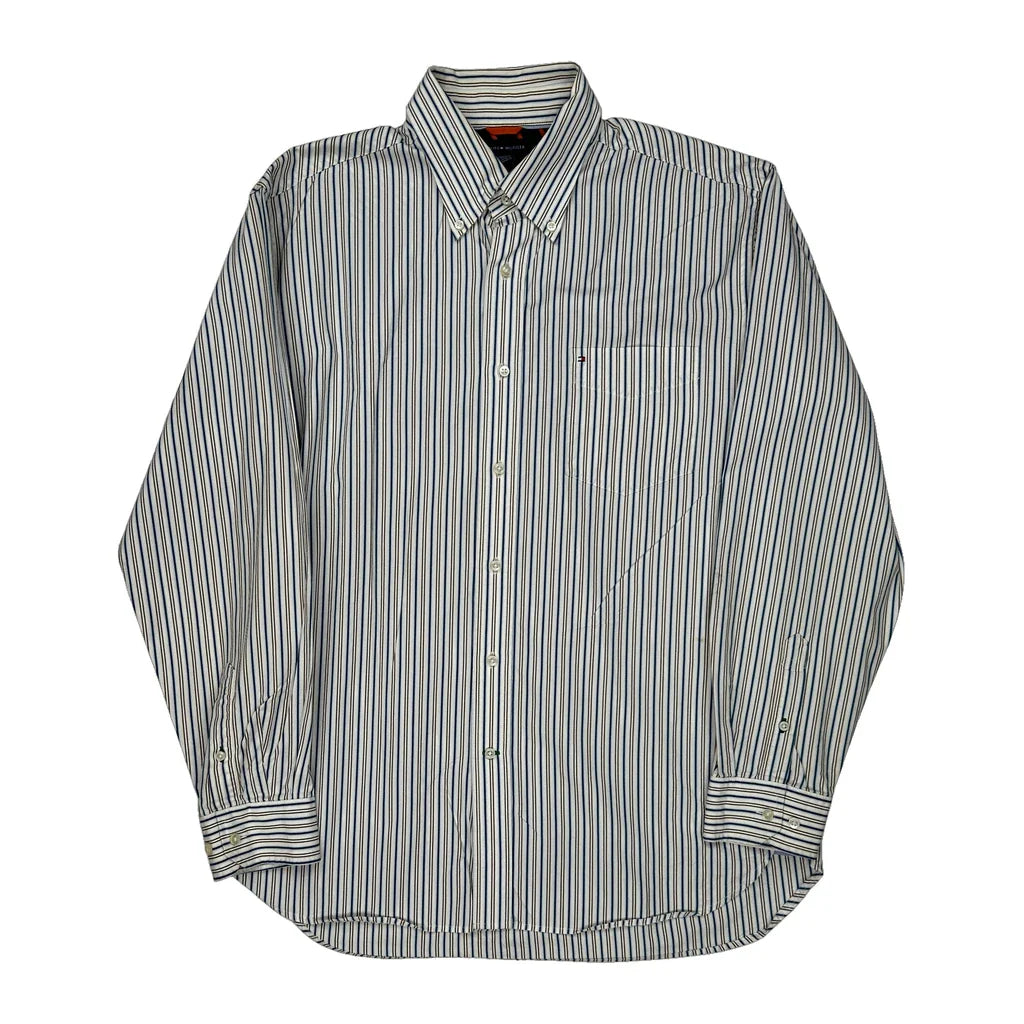 Buy Tommy Hilfiger Striped Shirt - Large Multicoloured Cotton Refurbished - $37.51 Tommy Hilfiger Striped Shirt - Large Multicoloured Cotton Refurbished - Thrifted (note: this is a term often used to describe second- refurbished available on Cerqular