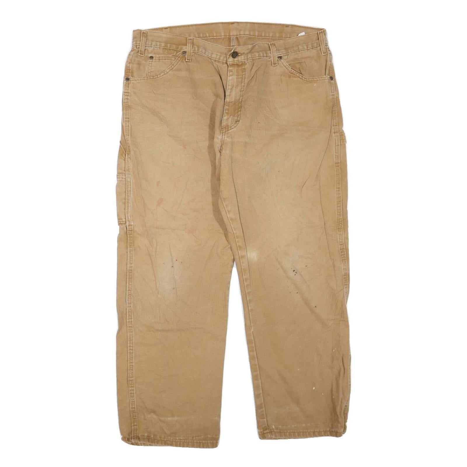 DICKIES Mens Regular Fit Beige Cotton Blend Jeans W38 L28 Workwear Zip Closure Refurbished - N/A refurbished available on Cerqular