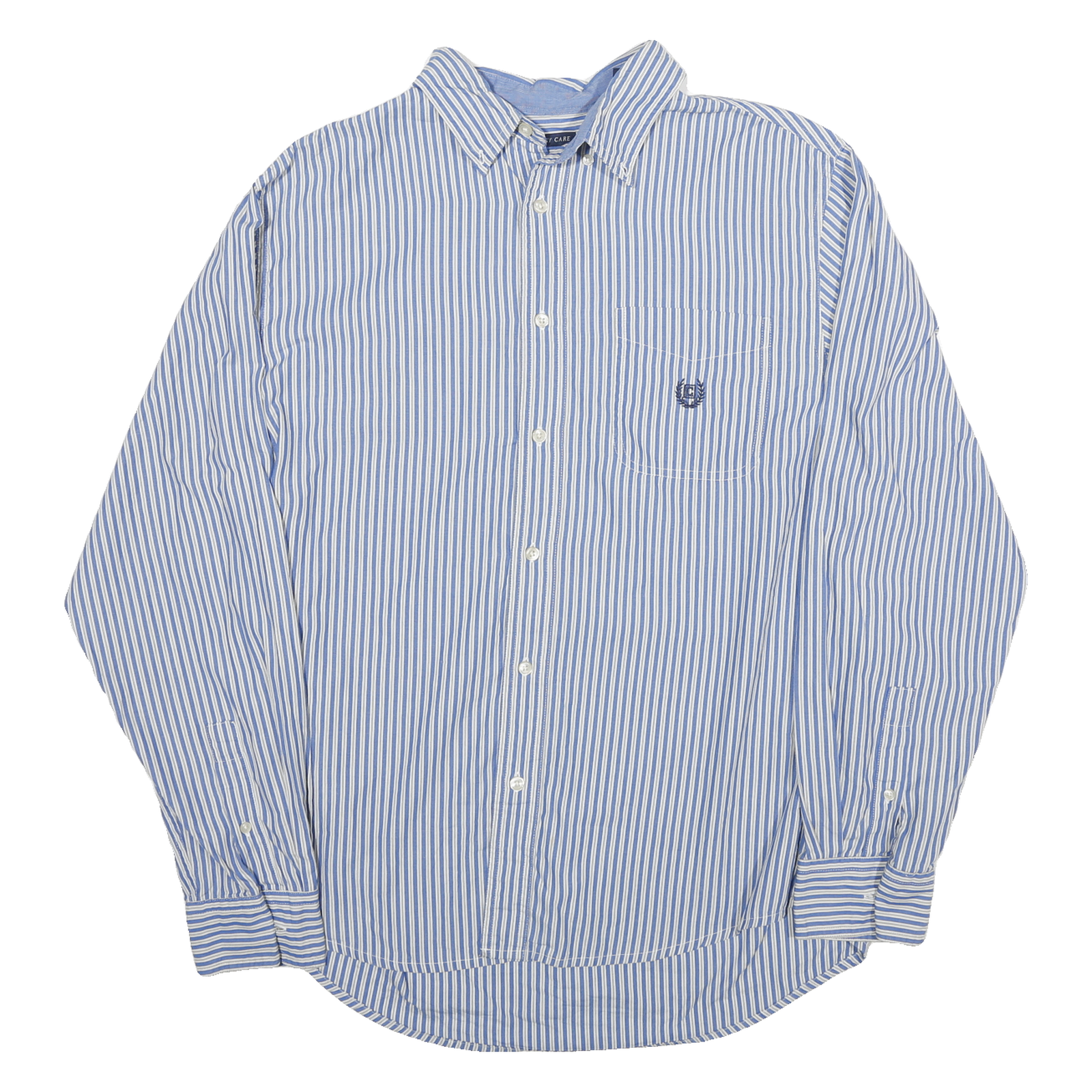 CHAPS Mens Blue & White Striped Shirt L Long Sleeve Button Casual Cotton Blend Refurbished - N/A refurbished available on Cerqular