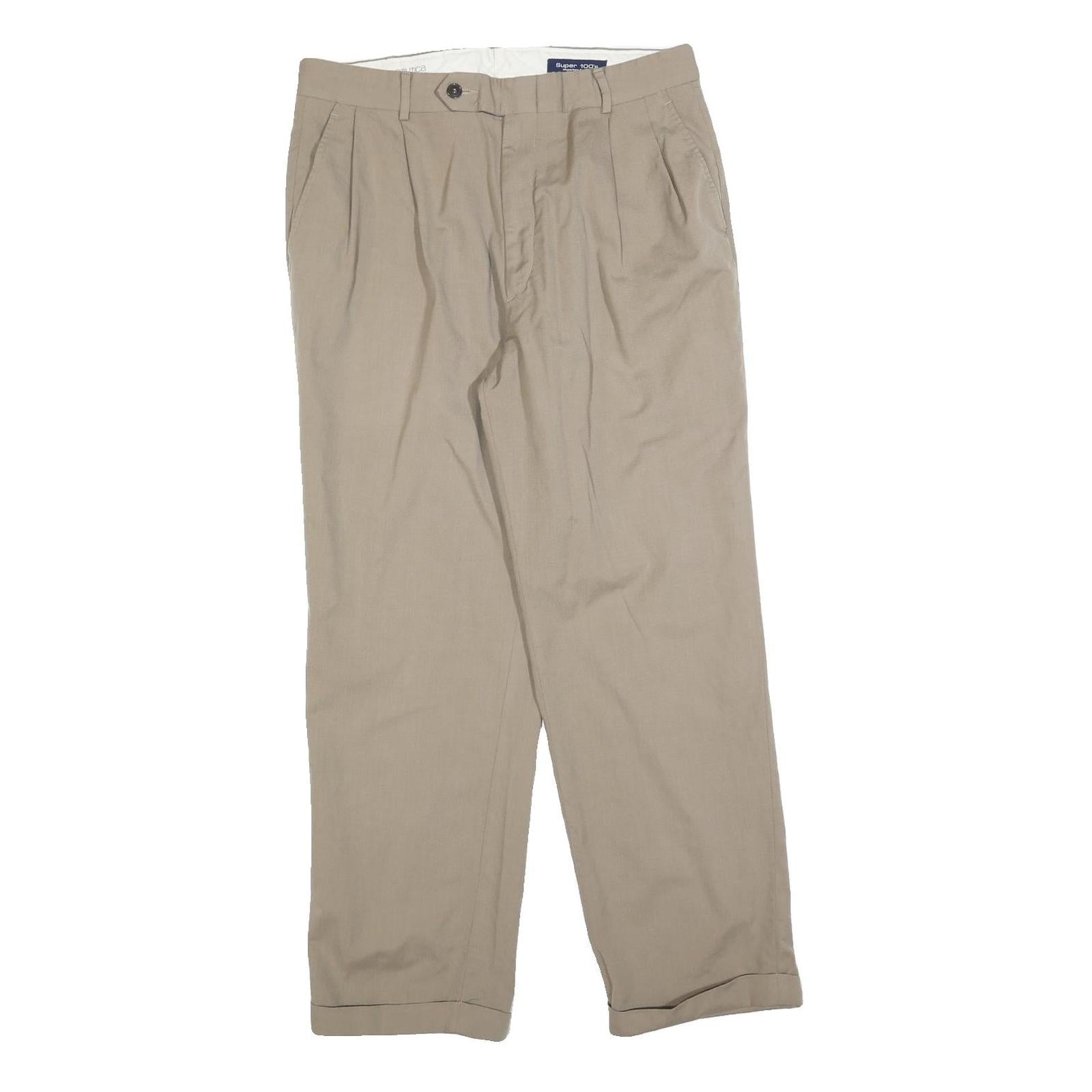 NAUTICA Mens Cotton Blend Beige Regular Fit Straight Trousers W34 L30 Classic Refurbished - N/A refurbished available on Cerqular