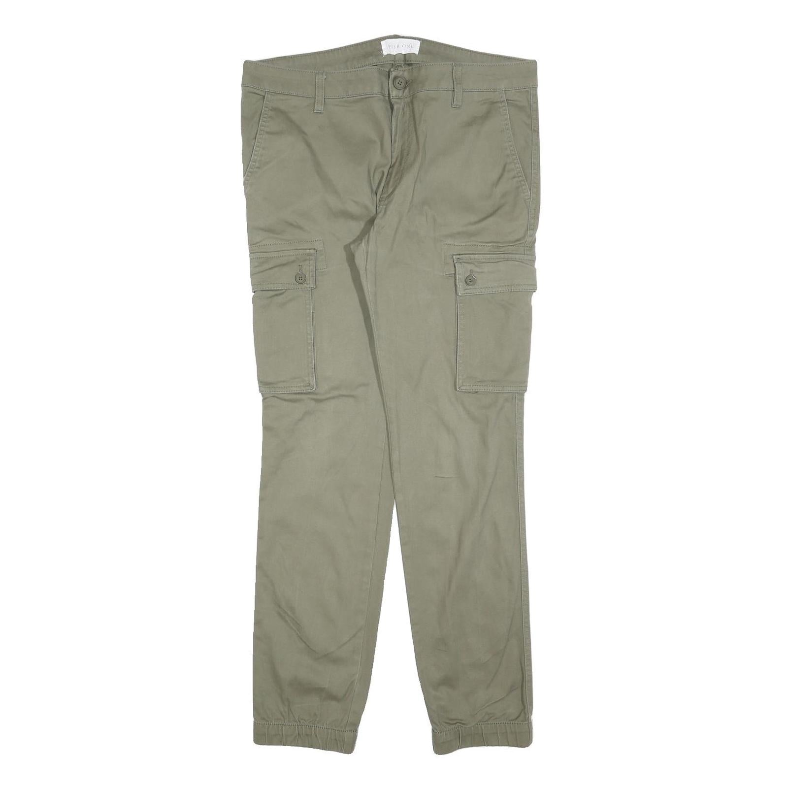 PIER ONE Womens Cotton Blend Slim Cargo Trousers Olive Green W34 L30 Casual Refurbished - N/A refurbished available on Cerqular