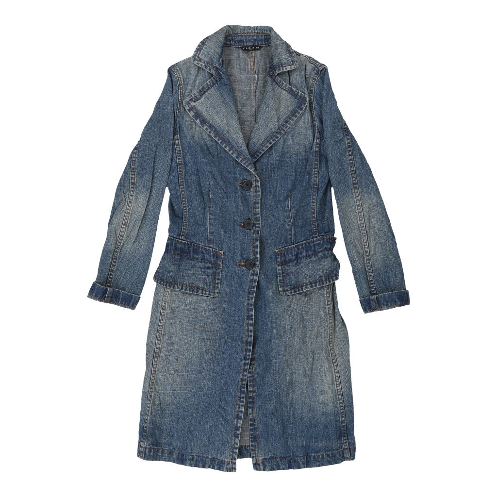 Y2K Stef In Time Denim Jacket - Small Blue Cotton Refurbished - Thrifted (note: this is a term often used to describe second- refurbished available on Cerqular