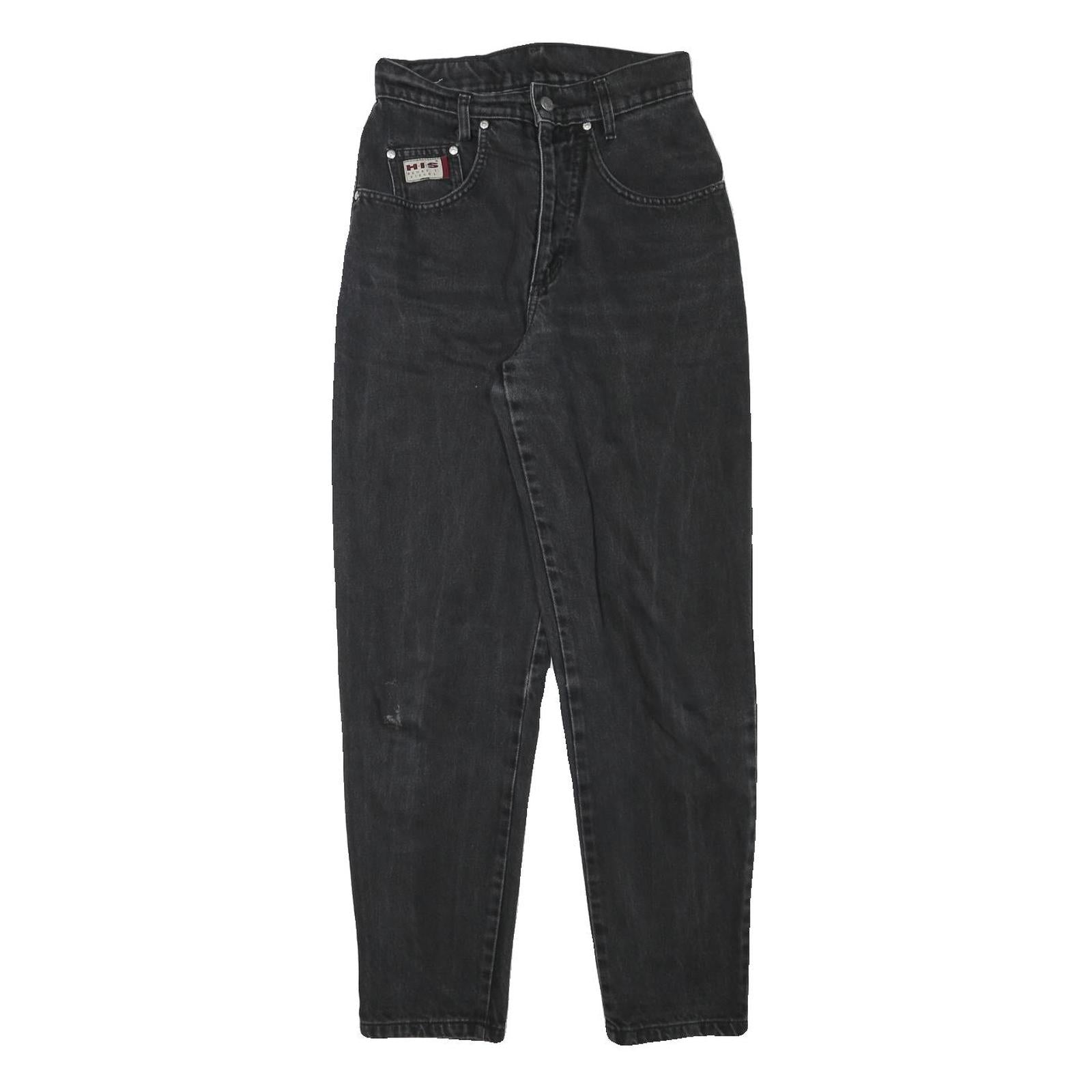 HIS Womens Black Relaxed Tapered Denim Medium W25 L28 Casual Zip Jeans Refurbished - N/A refurbished available on Cerqular