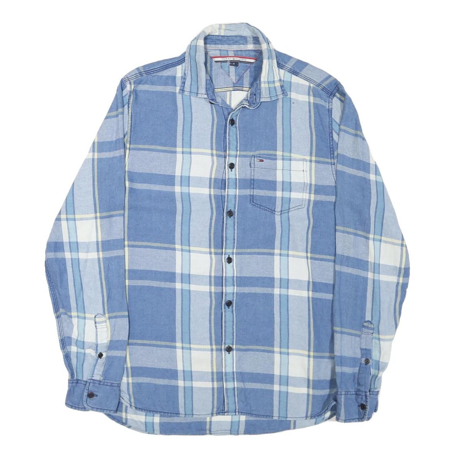 Buy TOMMY HILFIGER Mens Blue & White Plaid Shirt M Cotton Blend Casual Long Sleeve Refurbished - $45.49 TOMMY HILFIGER Mens Blue & White Plaid Shirt M Cotton Blend Casual Long Sleeve Refurbished - N/A refurbished available on Cerqular