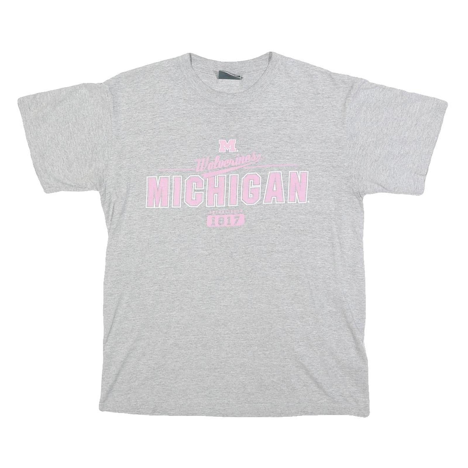 J AMERICA Womens Grey Michigan Graphic T-Shirt M Short Sleeve Crew Neck Cotton Refurbished - N/A refurbished available on Cerqular
