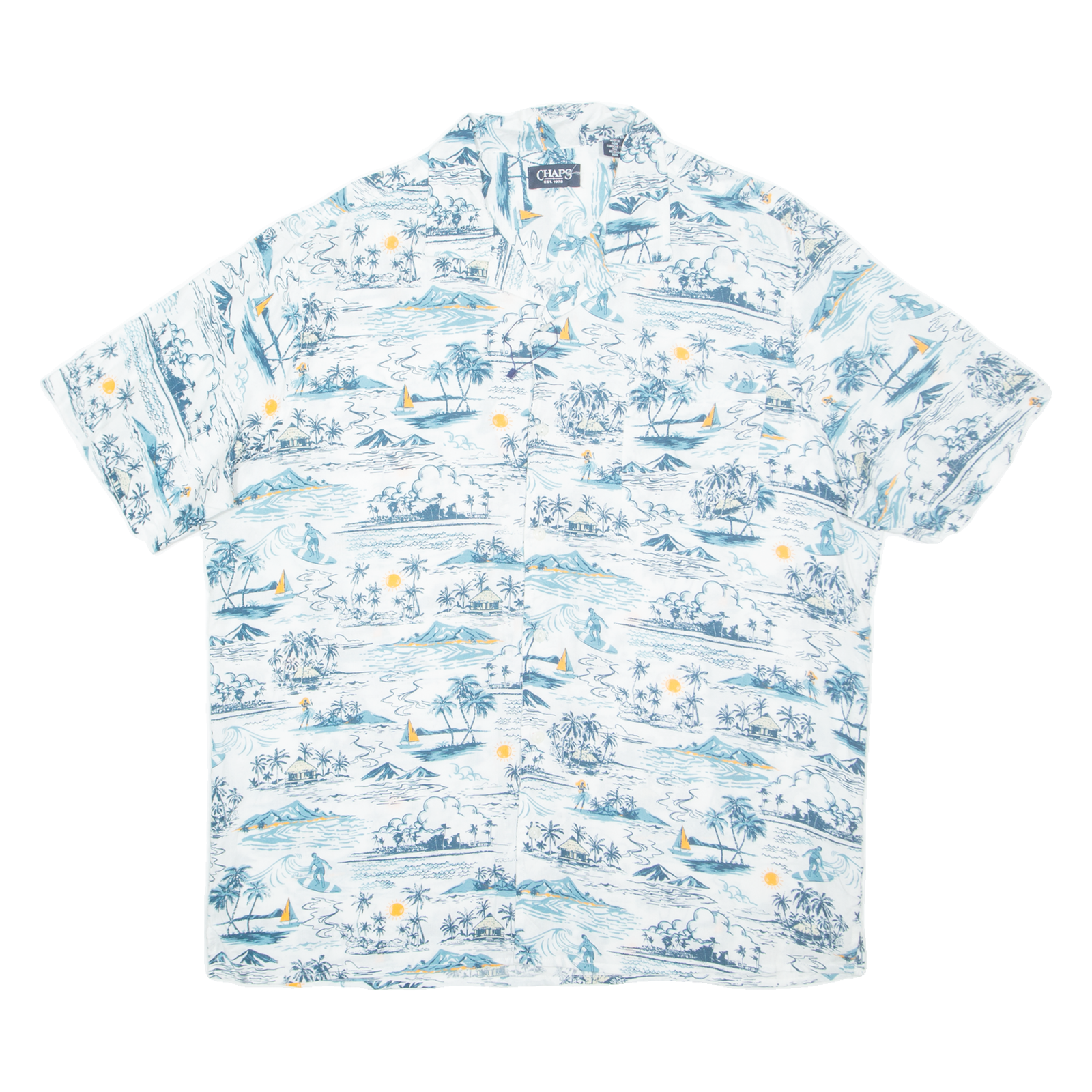 CHAPS Mens Hawaiian Shirt White Crazy Pattern XL Refurbished - N/A refurbished available on Cerqular