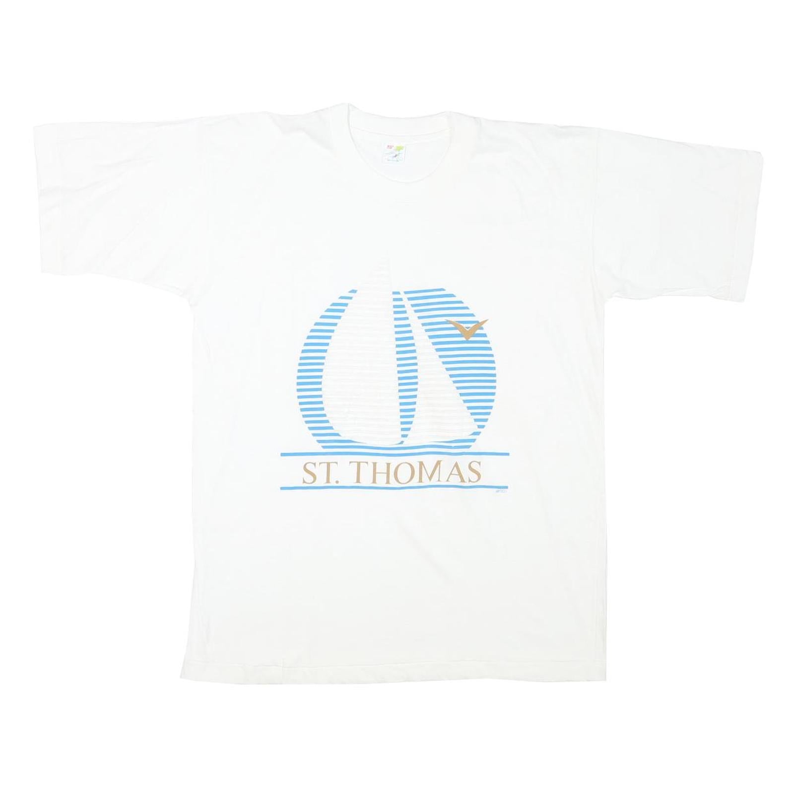 BEACH CLUB Mens White St. Thomas Sailboat Graphic T-Shirt L Short Sleeve Crew Refurbished - N/A refurbished available on Cerqular