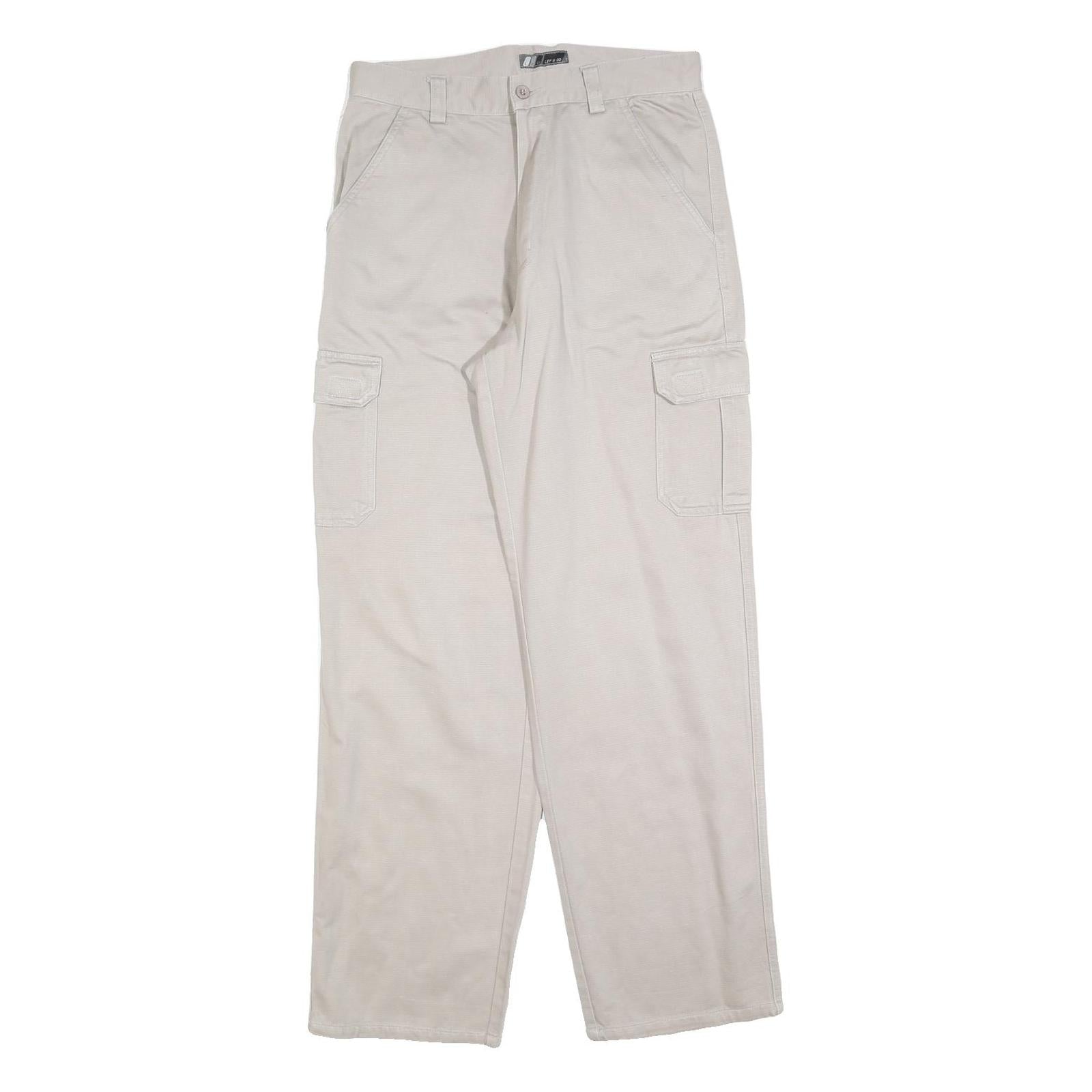 LETS GO Mens Beige Regular Fit Straight Leg Cotton Blend Trousers W30 L30 Casual Refurbished - N/A refurbished available on Cerqular