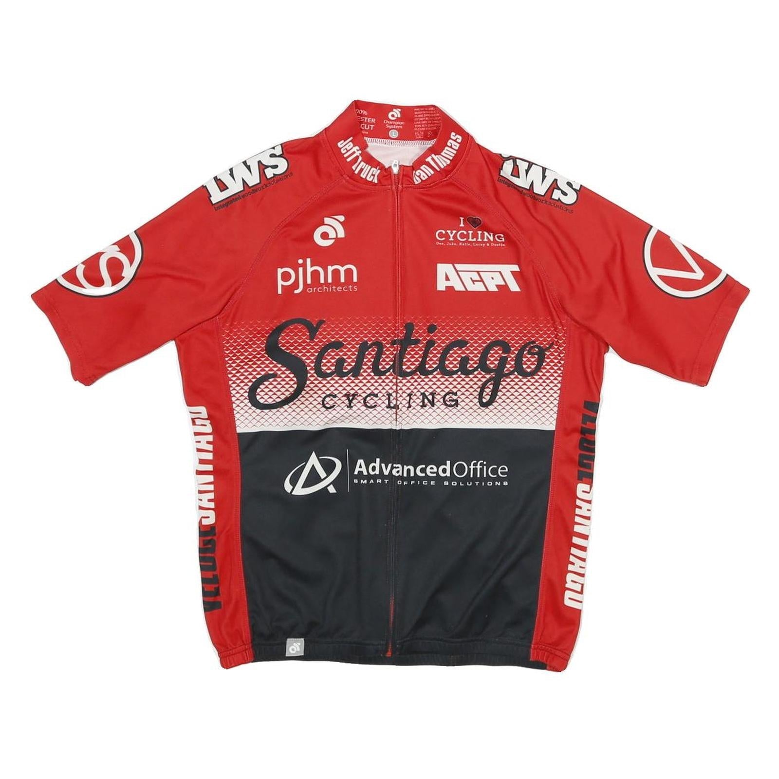 CHAMPION SYSTEM Mens Red & Black Santiago Cycling Modern L Short Sleeve Crew Refurbished - N/A refurbished available on Cerqular