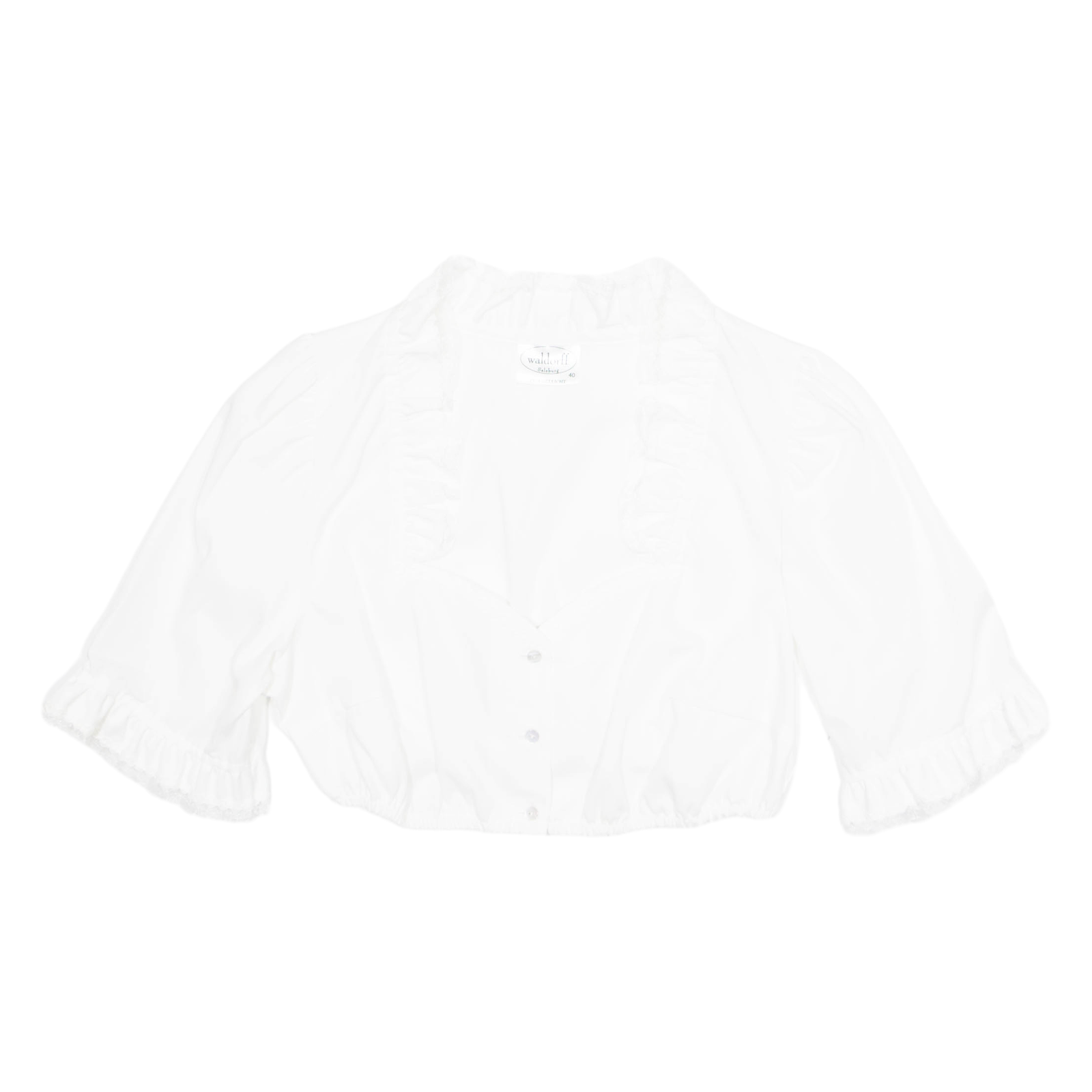 WALDORFF Womens Cropped Top White V-Neck Long Sleeve M Refurbished - N/A refurbished available on Cerqular
