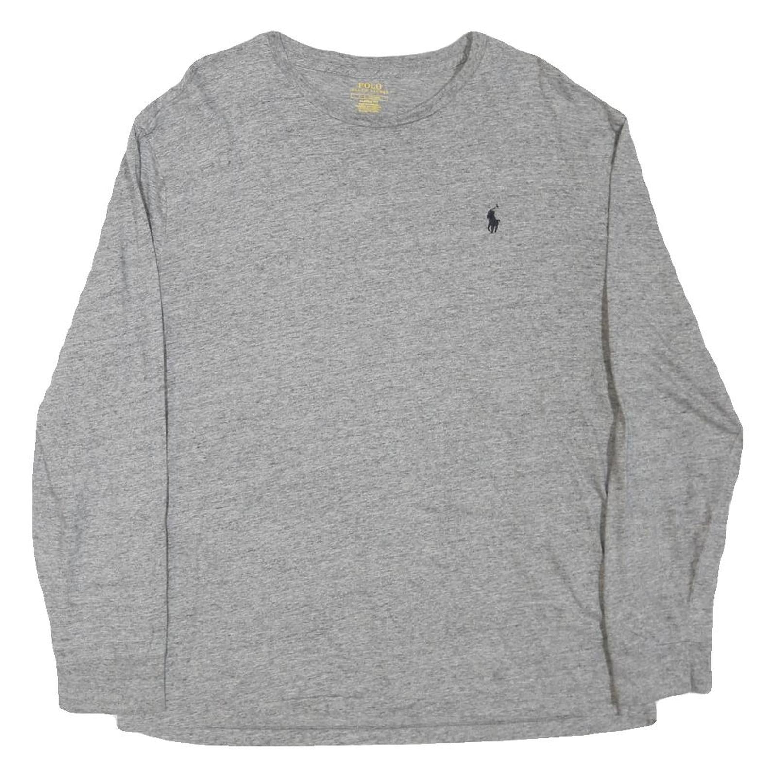 POLO RALPH LAUREN Mens Grey Long Sleeve Crew Neck Cotton Blend T-Shirt L Refurbished - N/A refurbished available on Cerqular