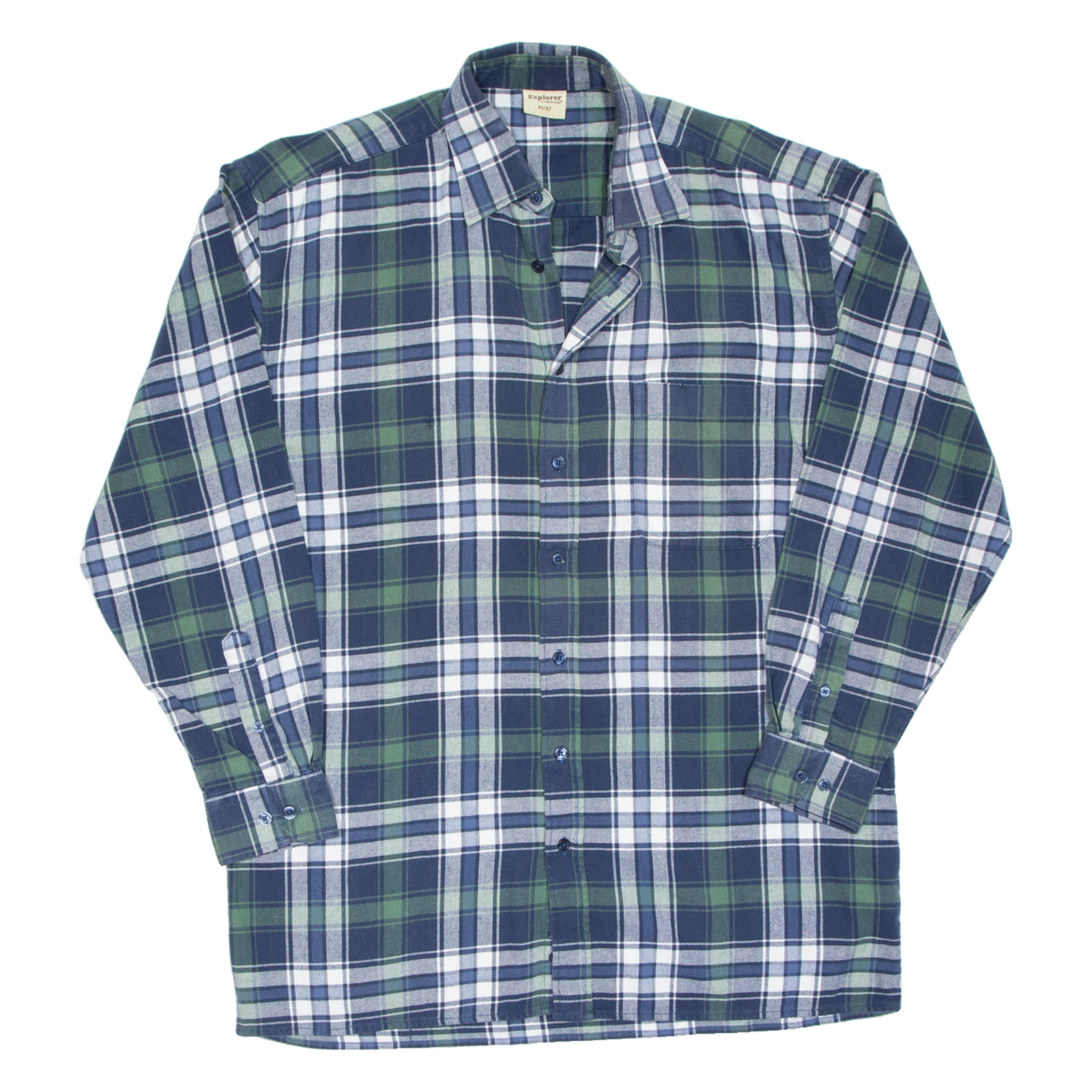 EXPLORER Mens Flannel Shirt Green Check Long Sleeve L Refurbished - N/A refurbished available on Cerqular